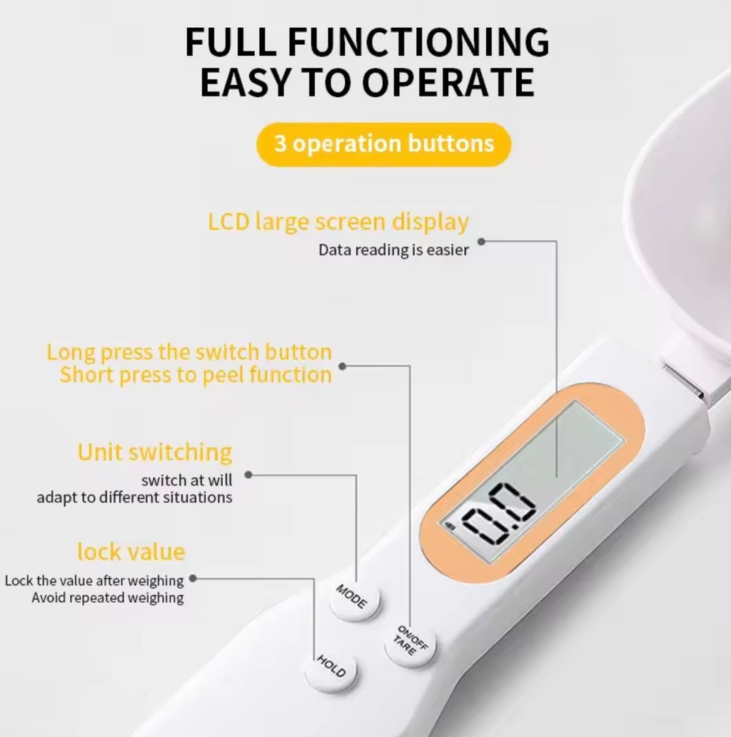 Mini Spoon Scale Digital Kitchen Scale – Precision LCD Food & Coffee Measure (0.1–500g)