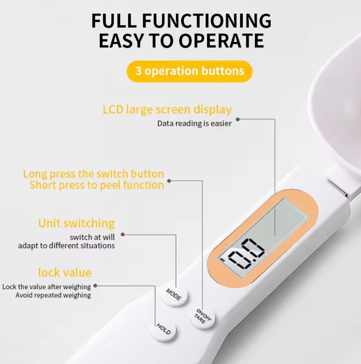 Mini Spoon Scale Digital Kitchen Scale – Precision LCD Food & Coffee Measure (0.1–500g)