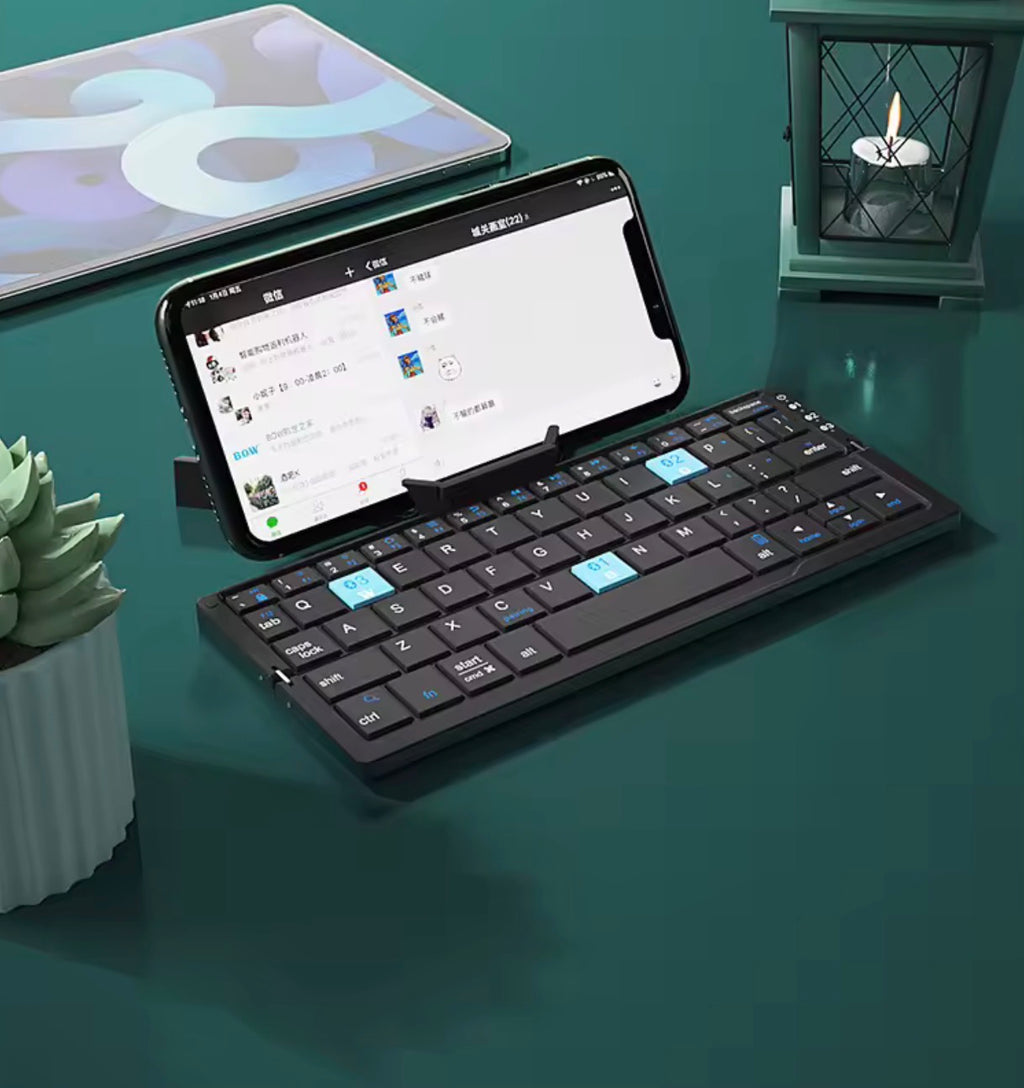 BOW Mini Foldable Bluetooth Keyboard with Stand – Multi-Device Wireless Keyboard