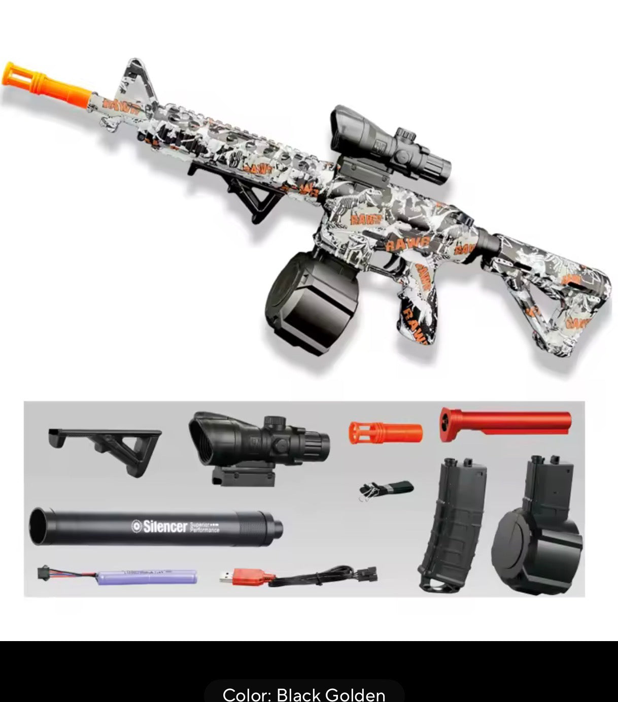 M416 Electric Gel Ball Blaster Toy – Automatic Water Bead Launcher for Outdoor Play