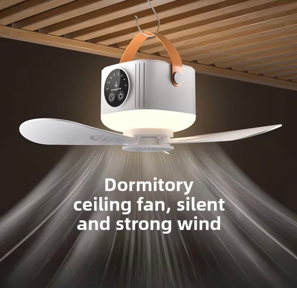 Portable Rechargeable Ceiling Fan – Quiet USB Hanging Fan for Bed, Dorm & Camping