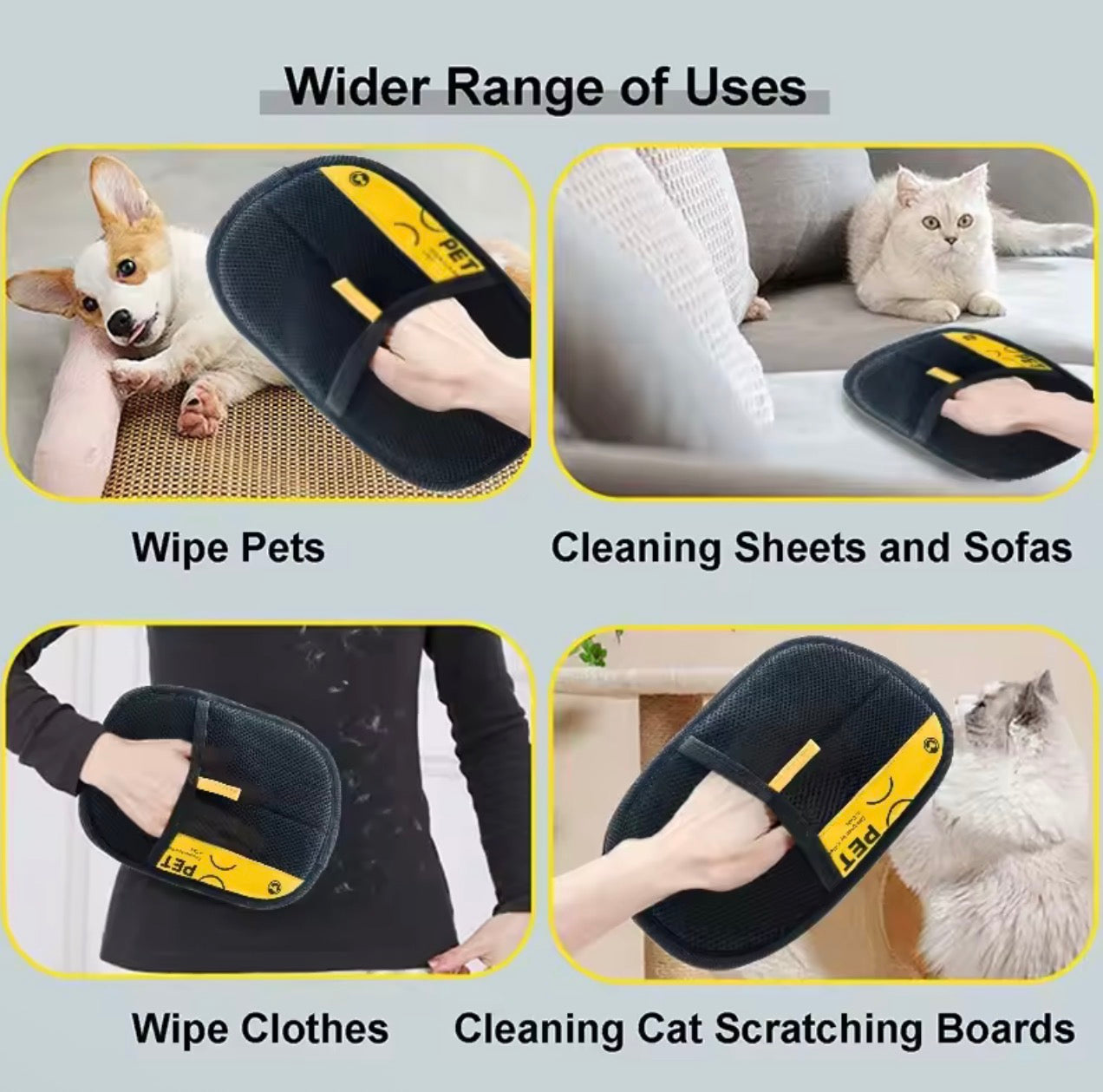 Electrostatic Pet Hair Remover Grooming Gloves – Reusable Deshedding Mitt for Cats & Dogs