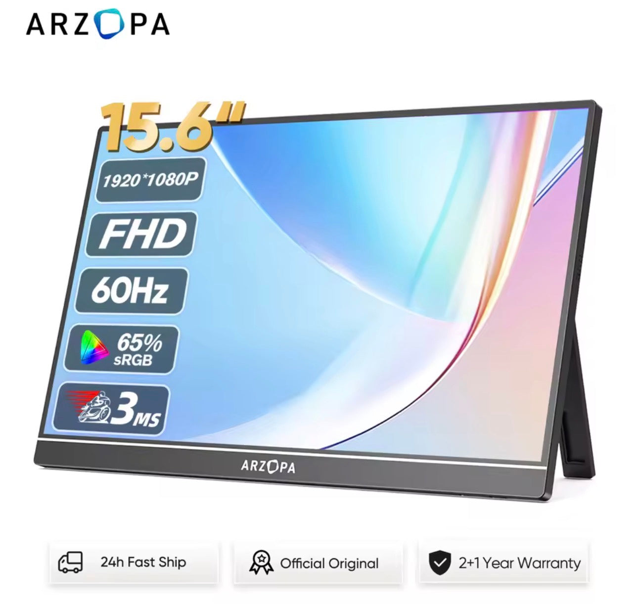🖥️ ARZOPA 15.6” Portable Monitor — Full HD IPS Second Screen