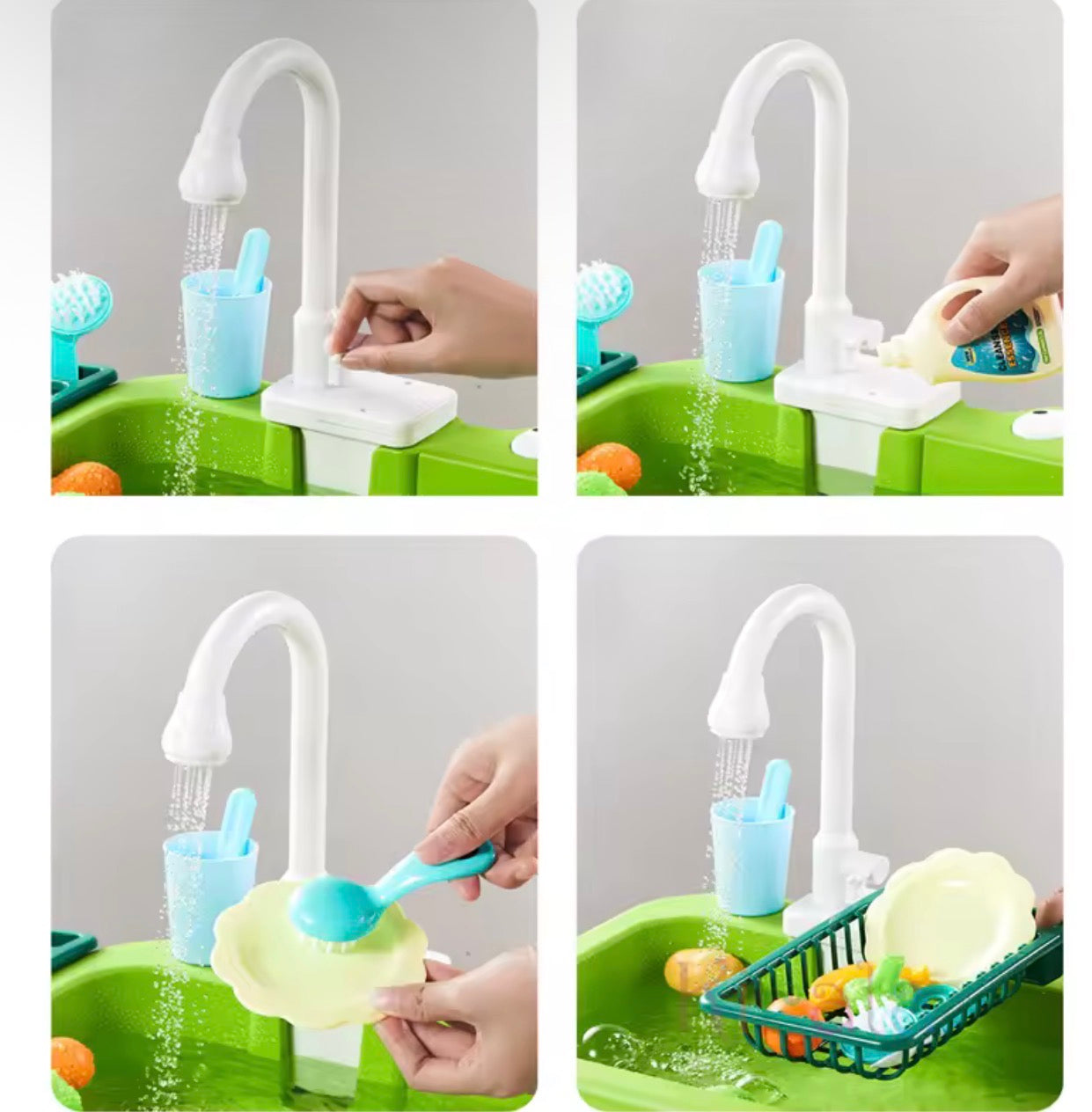 AquaPlay™ Kids Electric Kitchen Sink Toy – Running Water Pretend Play Set