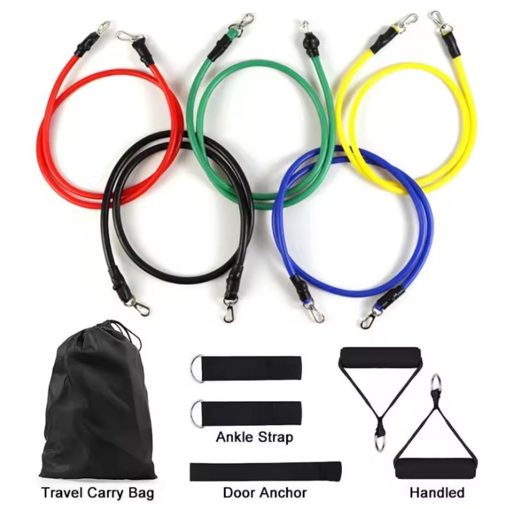 FlexCore™ 11-Piece Resistance Band Fitness Set – Portable Home Workout System