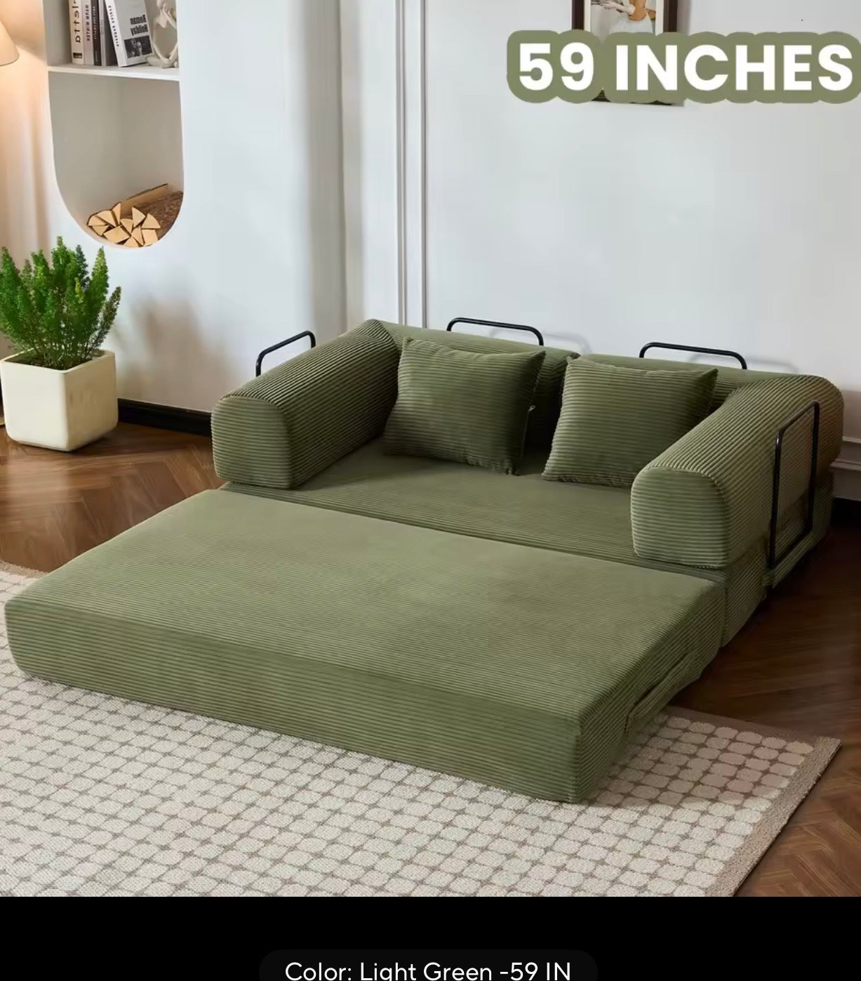 LuxeLounge™ 59” & 79” Convertible Floor Sofa Bed – Premium Foldable Futon with L-Armrests
