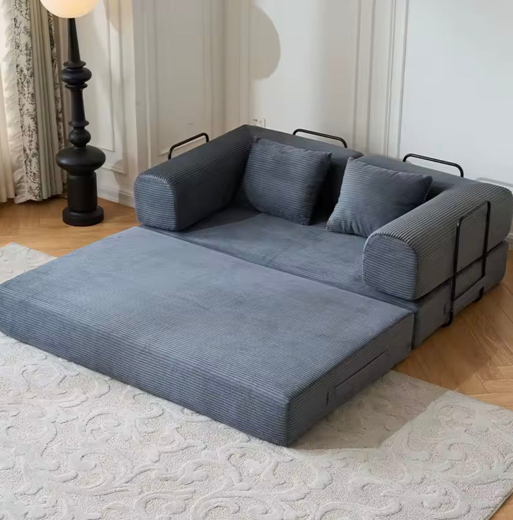 LuxeLounge™ 59” & 79” Convertible Floor Sofa Bed – Premium Foldable Futon with L-Armrests