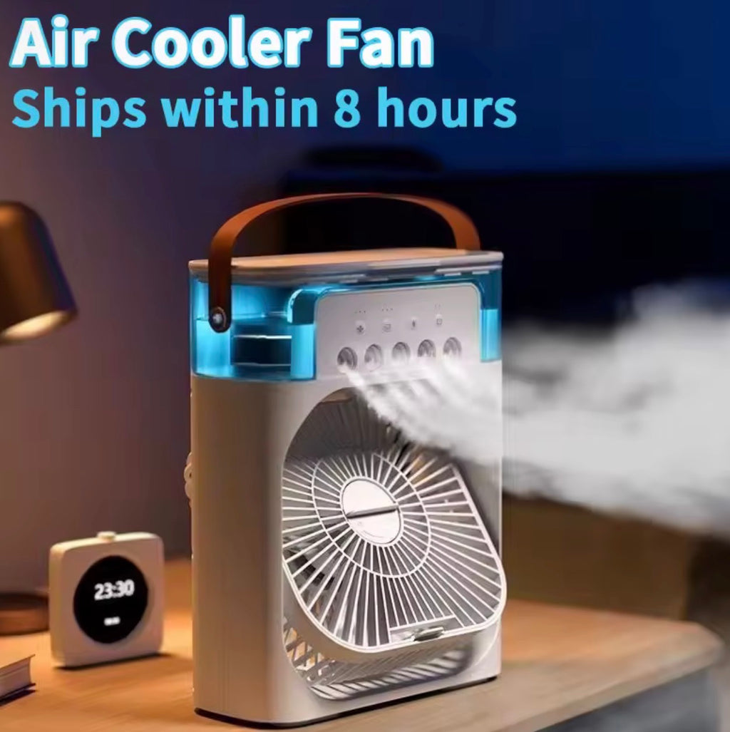 BreezeMax™ 3-in-1 Mini Air Cooler, LED Night Light & Portable Humidifier Fan