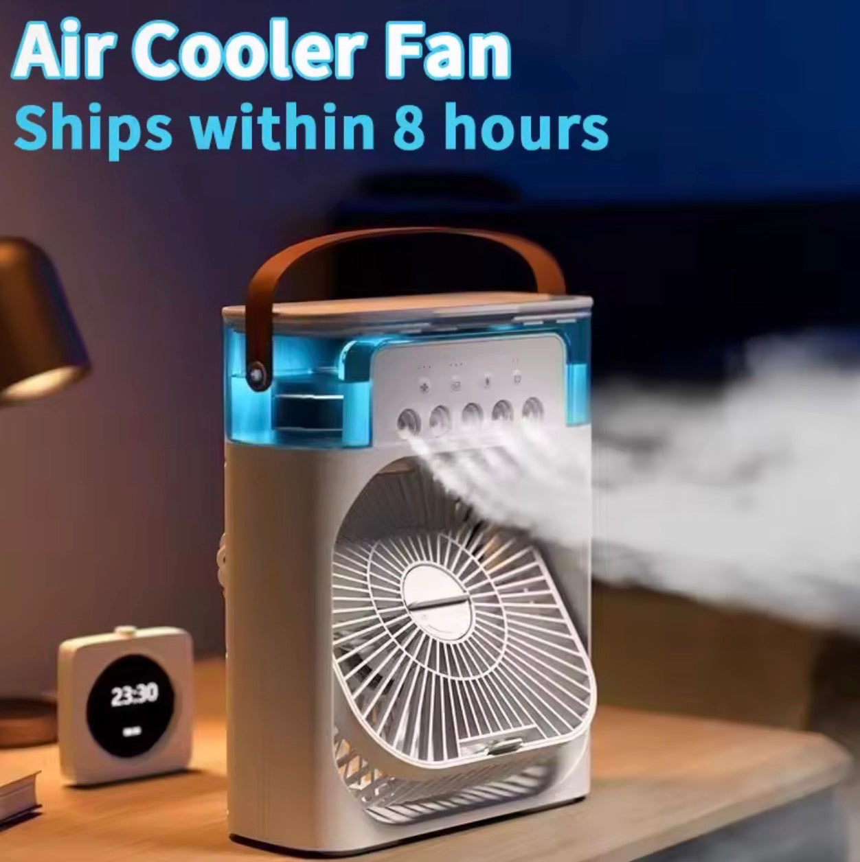 BreezeMax™ 3-in-1 Mini Air Cooler, LED Night Light & Portable Humidifier Fan
