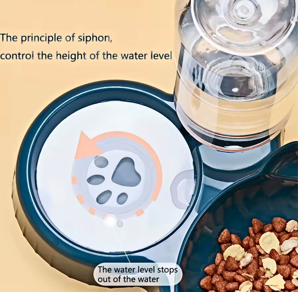 PurrTilt™ 3-in-1 Raised Cat & Dog Bowl Set with Gravity Water Feeder
