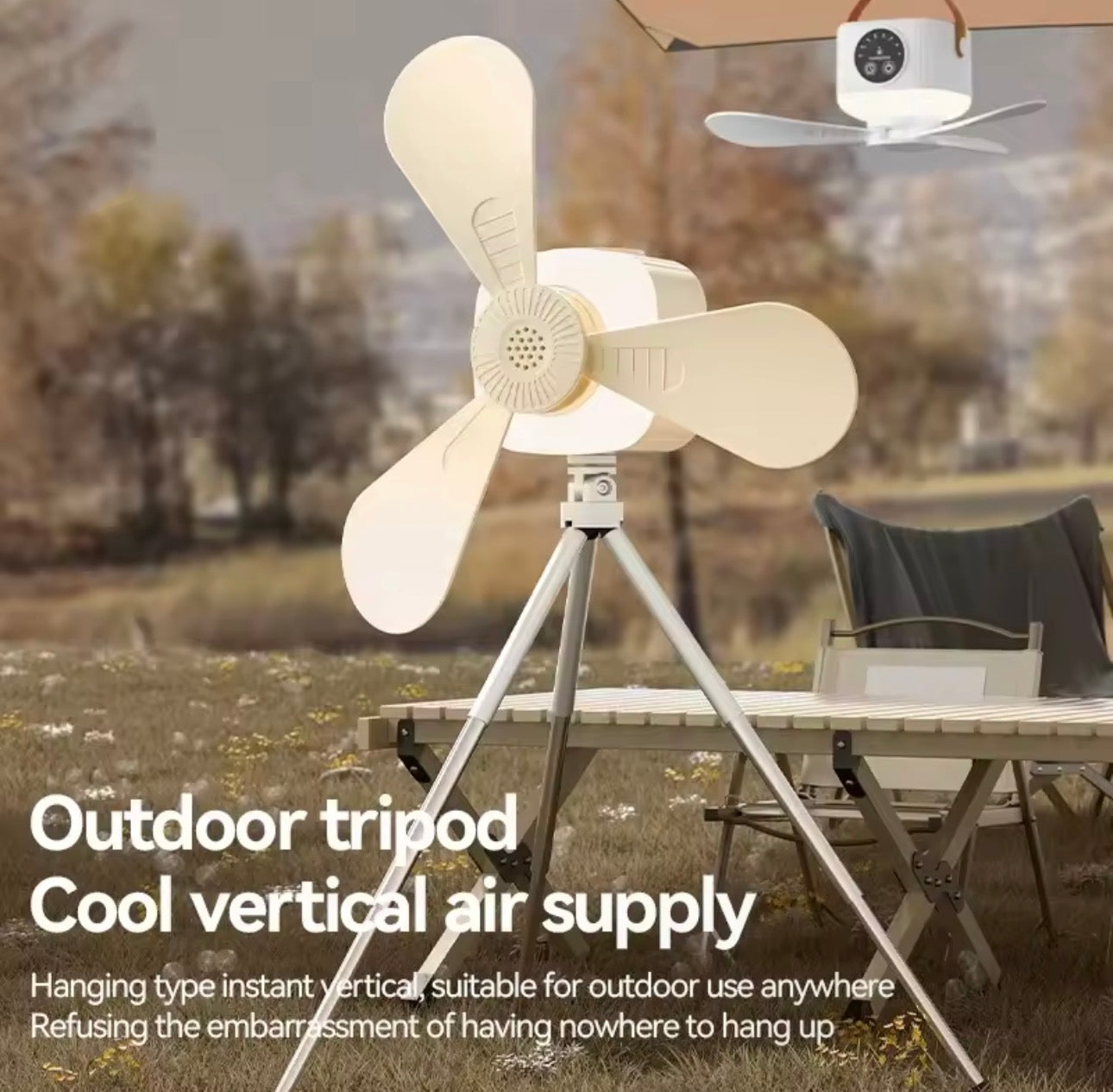 Portable Rechargeable Ceiling Fan – Quiet USB Hanging Fan for Bed, Dorm & Camping