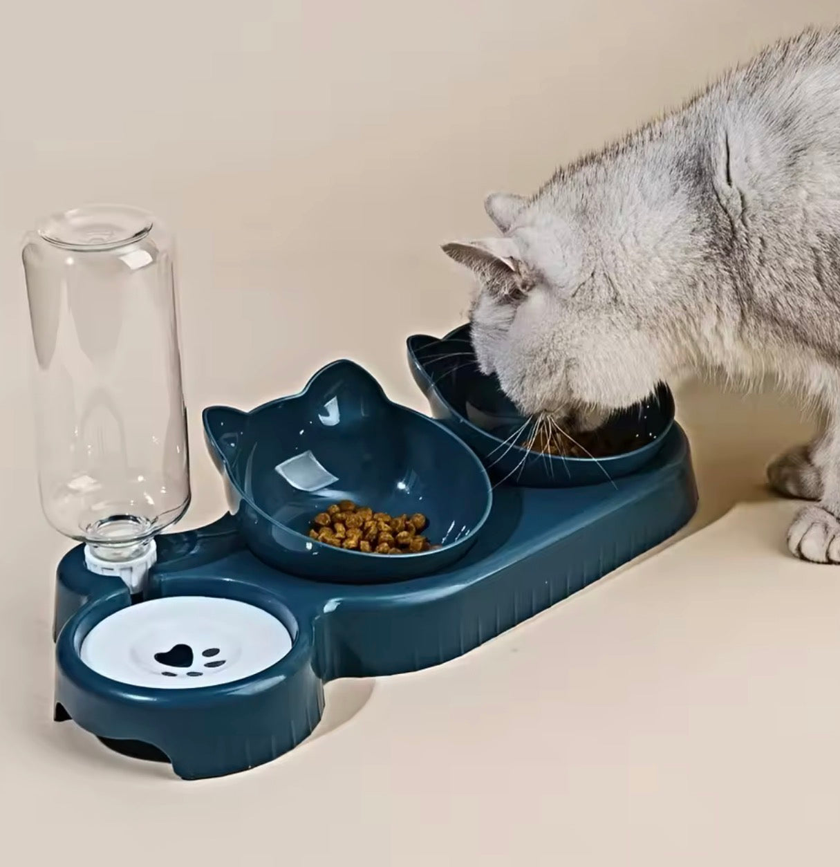PurrTilt™ 3-in-1 Raised Cat & Dog Bowl Set with Gravity Water Feeder