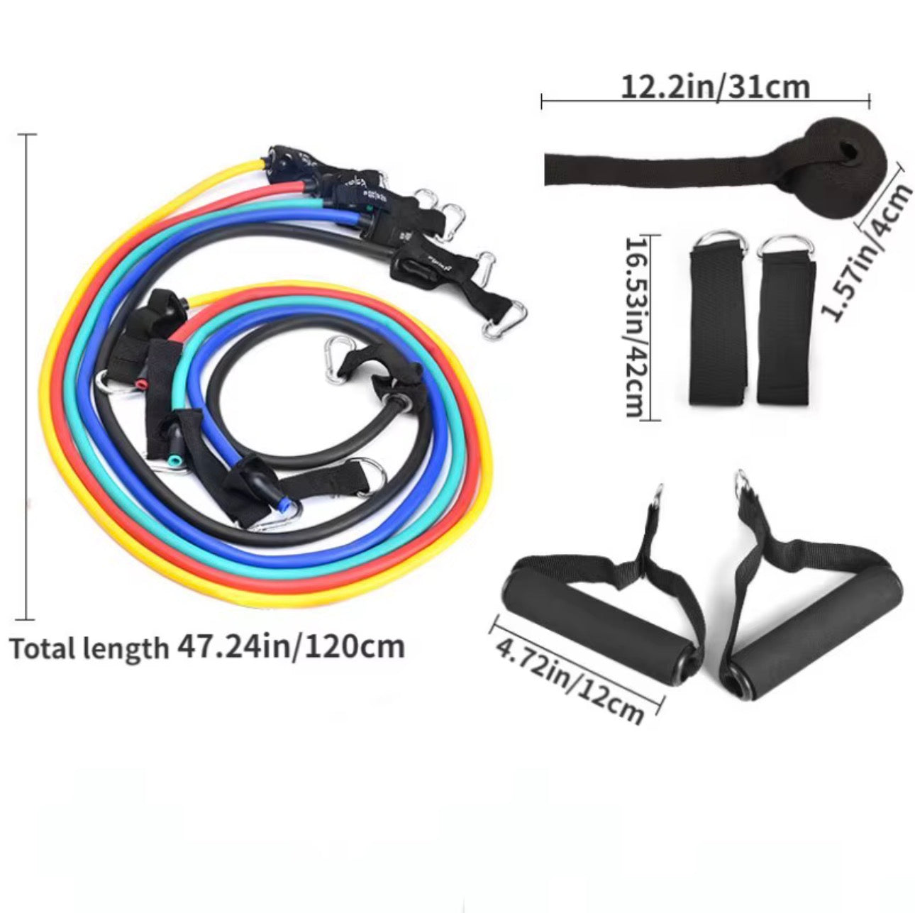 FlexCore™ 11-Piece Resistance Band Fitness Set – Portable Home Workout System