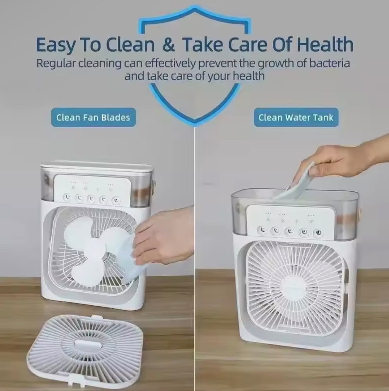 BreezeMax™ 3-in-1 Mini Air Cooler, LED Night Light & Portable Humidifier Fan