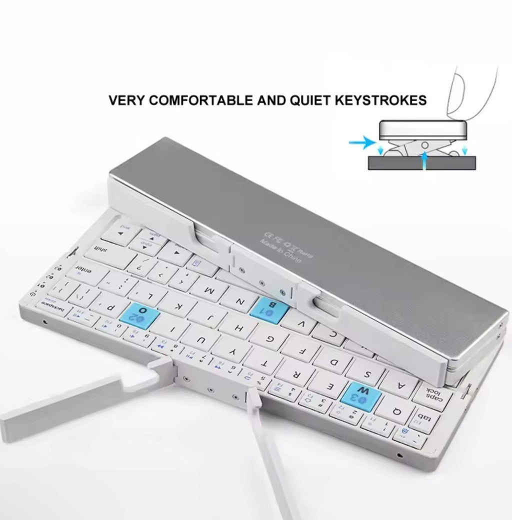 BOW Mini Foldable Bluetooth Keyboard with Stand – Multi-Device Wireless Keyboard