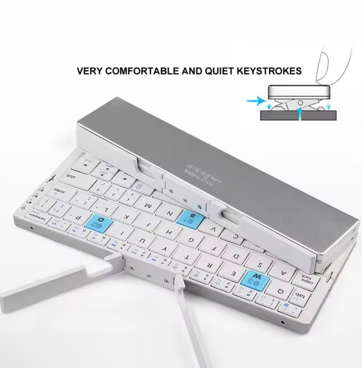 BOW Mini Foldable Bluetooth Keyboard with Stand – Multi-Device Wireless Keyboard