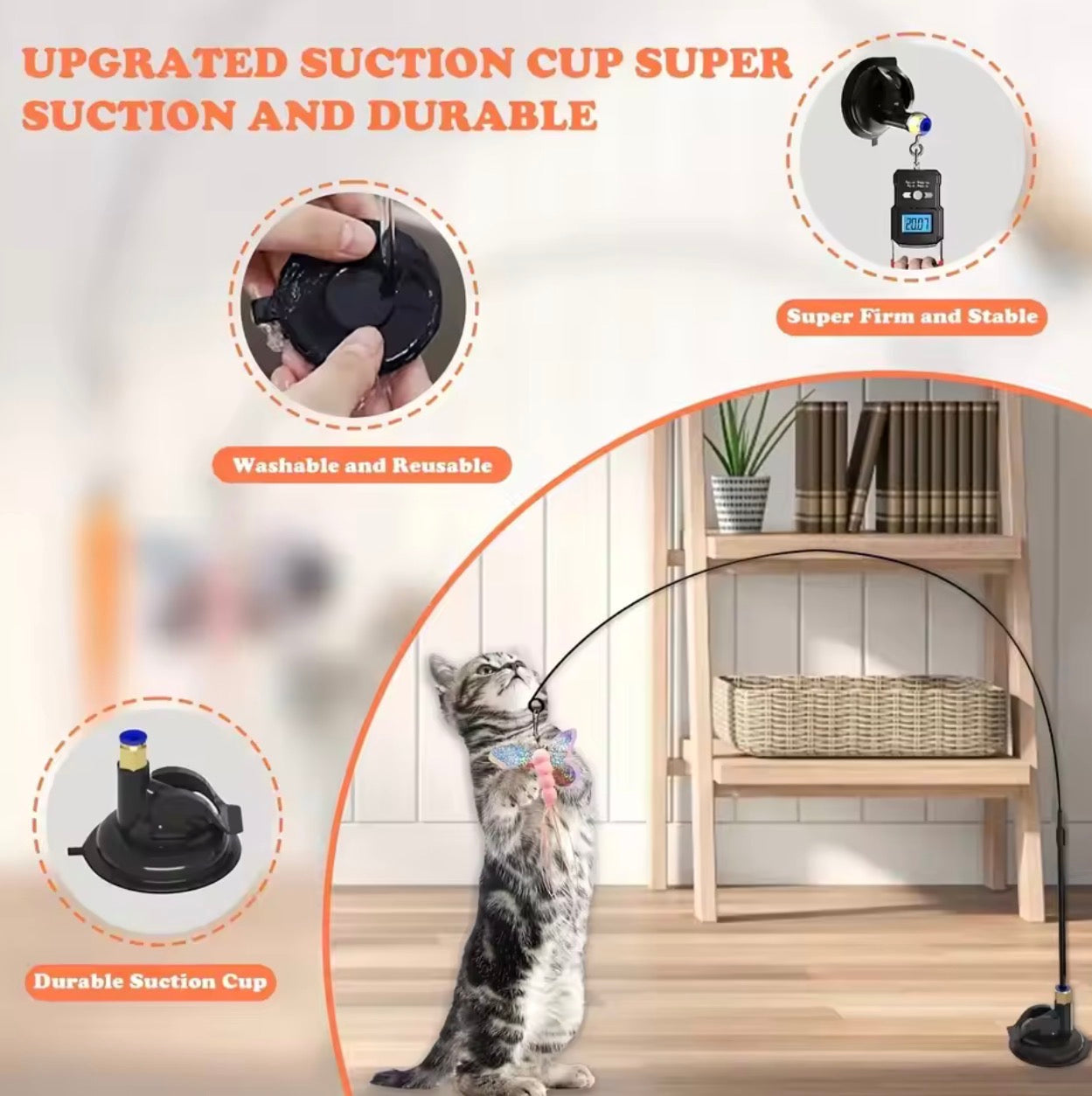 🐱 SuctionPlay™ Interactive Cat Teaser Wand
