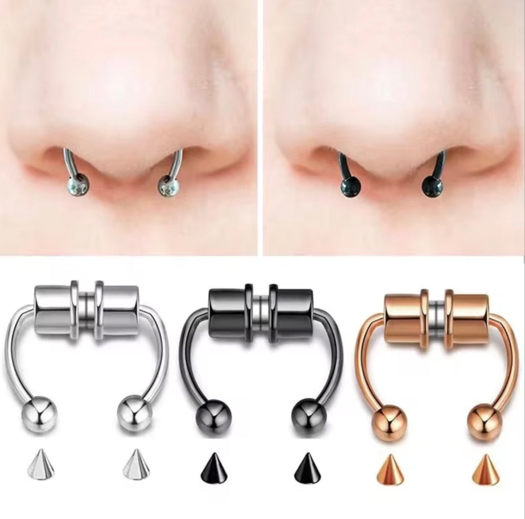 FlexiPierce™ Magnetic Faux Septum Ring – No-Piercing Stainless Steel Nose Hoop
