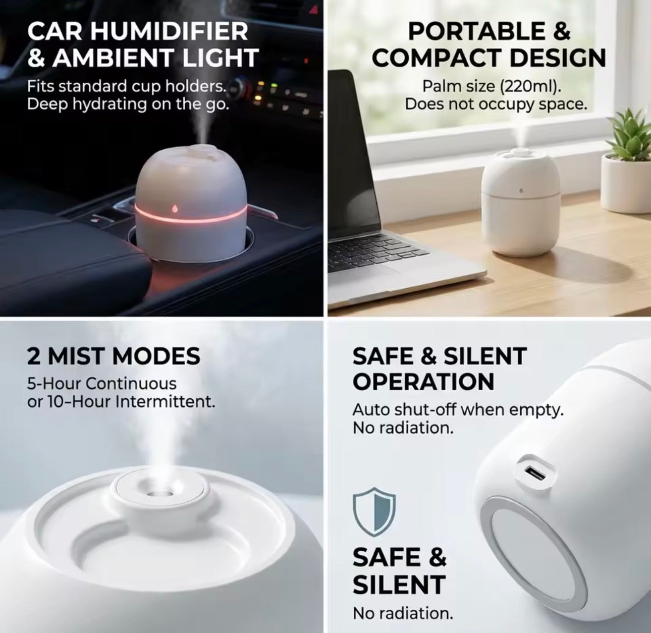HydraMist™ Portable USB Humidifier & Aroma Diffuser