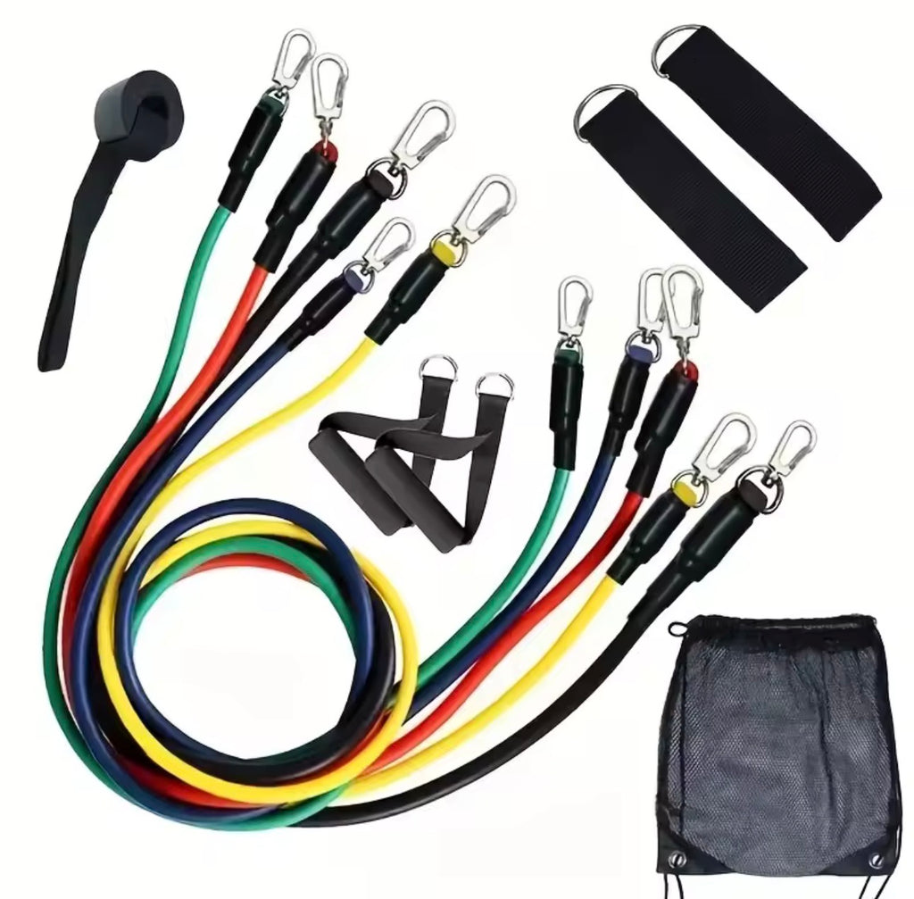 FlexCore™ 11-Piece Resistance Band Fitness Set – Portable Home Workout System