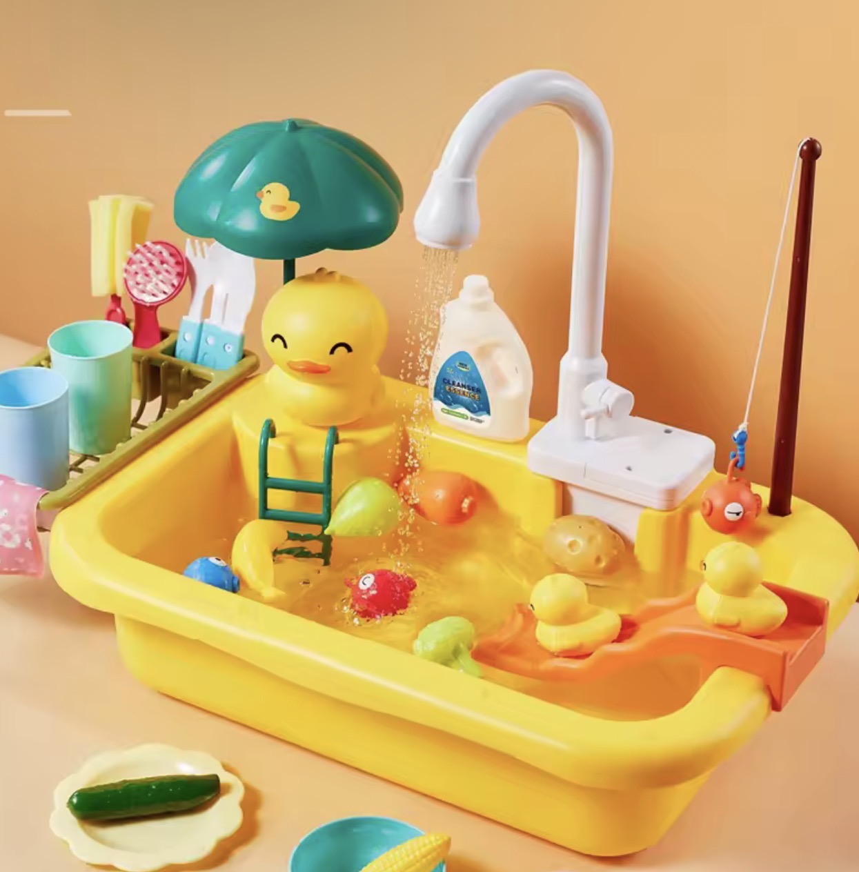 AquaPlay™ Kids Electric Kitchen Sink Toy – Running Water Pretend Play Set