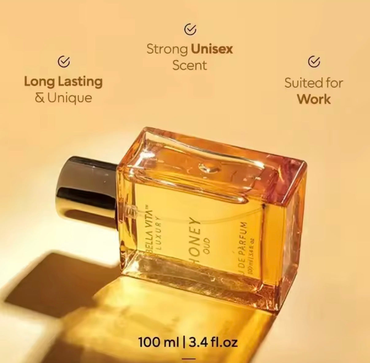 Bella Vita Luxury Honey Oud 100ML Eau De Parfum — Long‑Lasting Arabian Unisex Fragrance