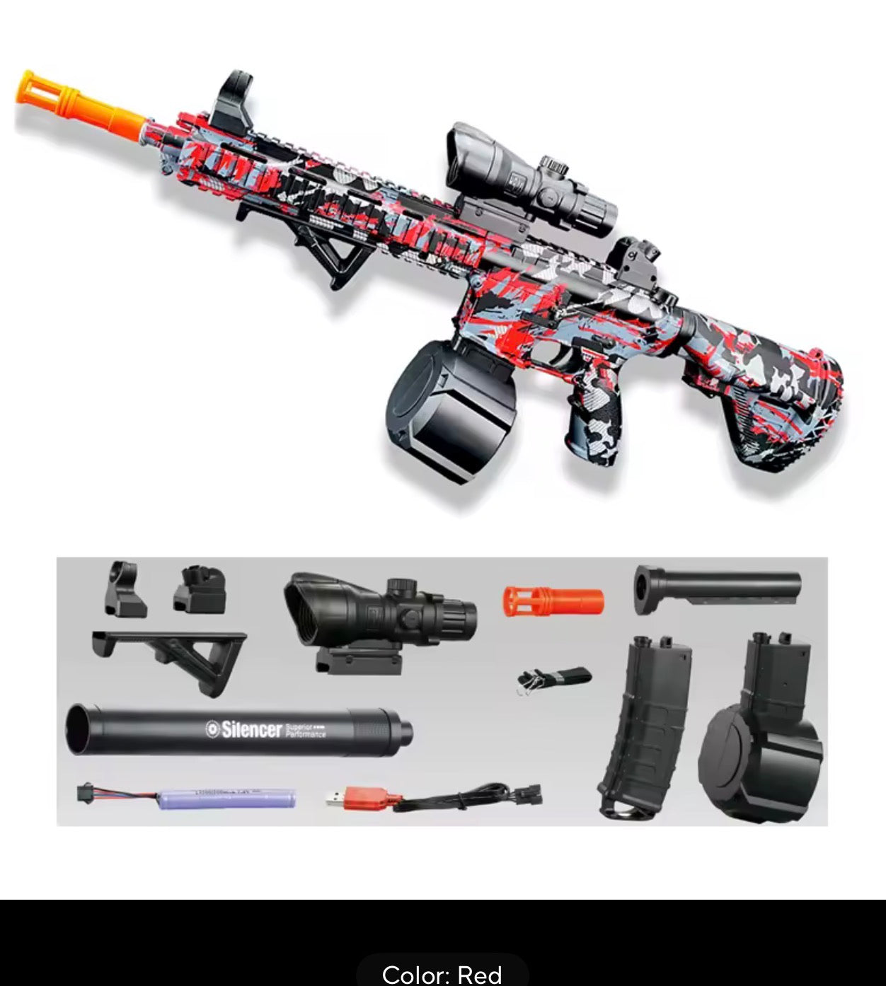 M416 Electric Gel Ball Blaster Toy – Automatic Water Bead Launcher for Outdoor Play