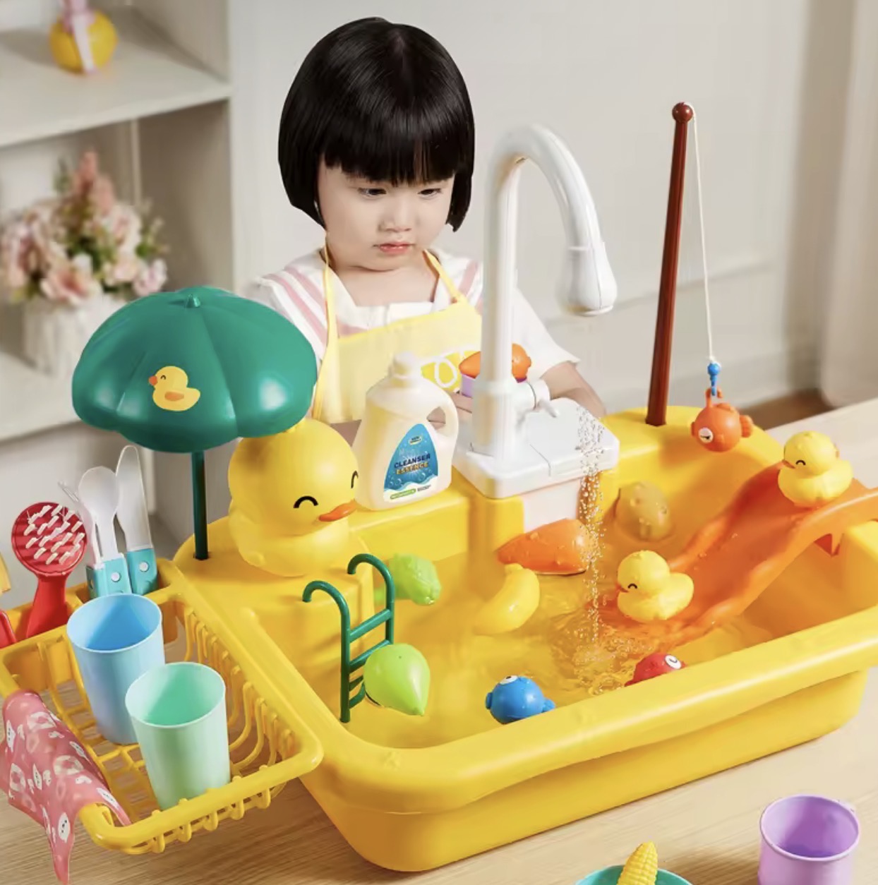 AquaPlay™ Kids Electric Kitchen Sink Toy – Running Water Pretend Play Set
