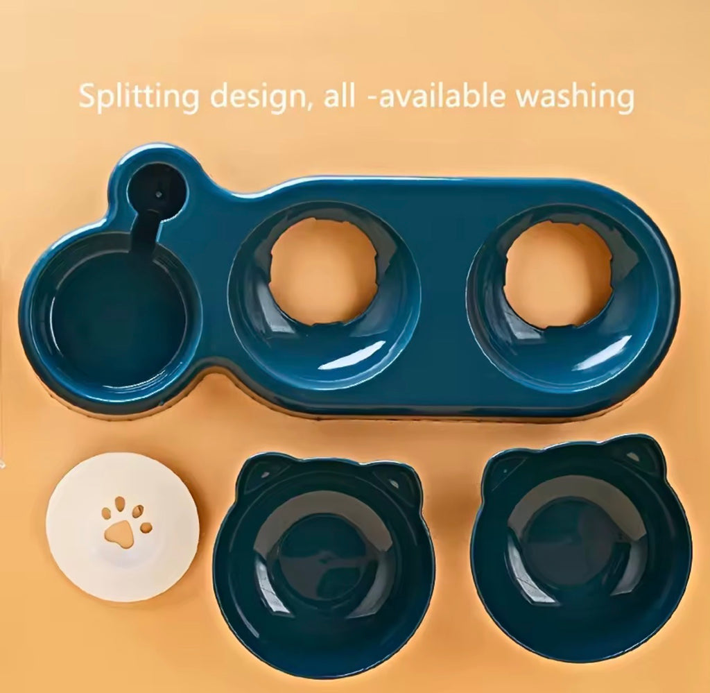 PurrTilt™ 3-in-1 Raised Cat & Dog Bowl Set with Gravity Water Feeder