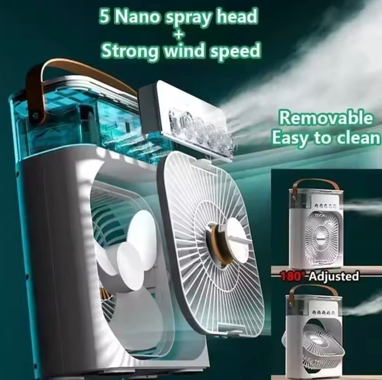 BreezeMax™ 3-in-1 Mini Air Cooler, LED Night Light & Portable Humidifier Fan