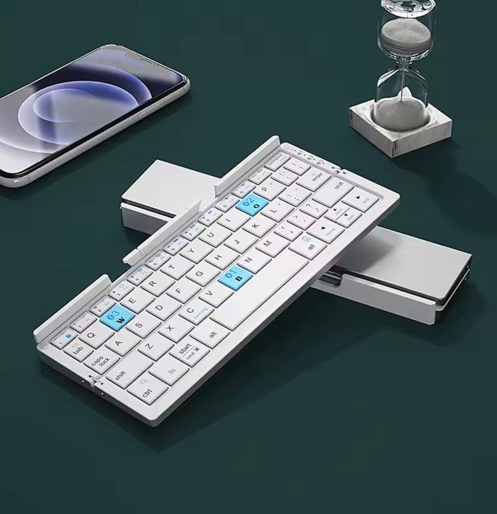 BOW Mini Foldable Bluetooth Keyboard with Stand – Multi-Device Wireless Keyboard
