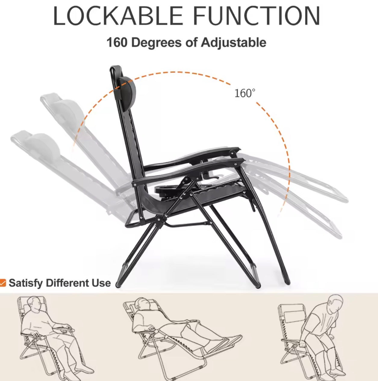 Zero Gravity Recliner Chairs (Set of 2) – Portable Folding Outdoor Lounge with Cup Holder