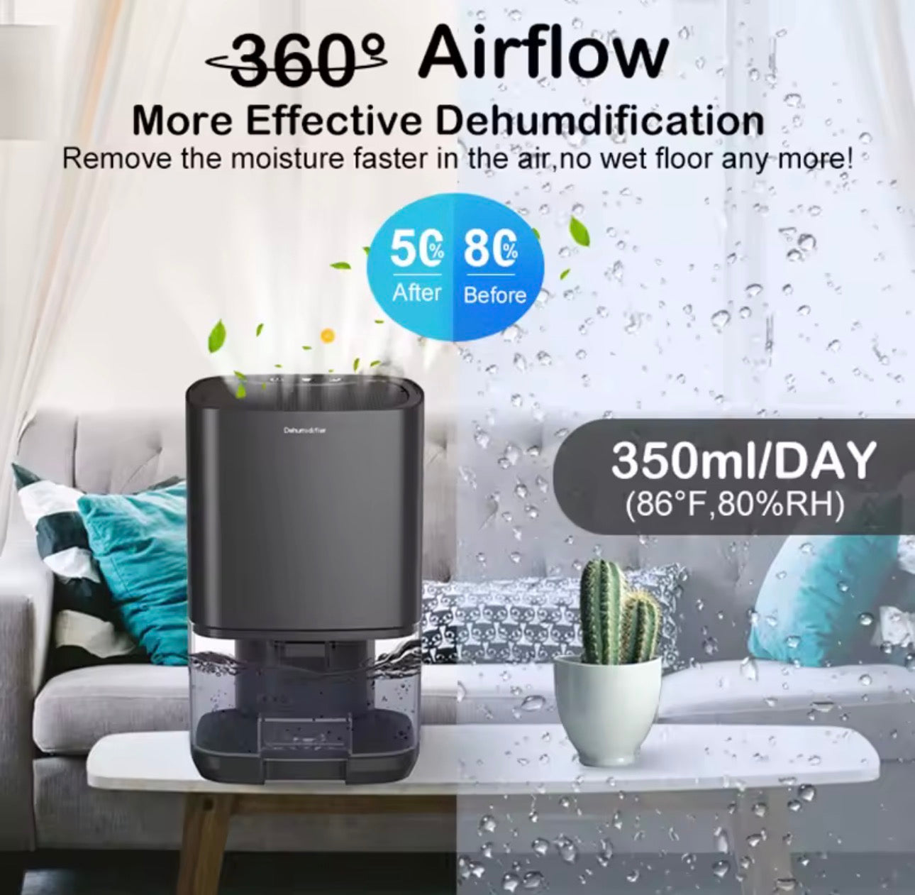 PureDry™ Portable Quiet Air Dehumidifier