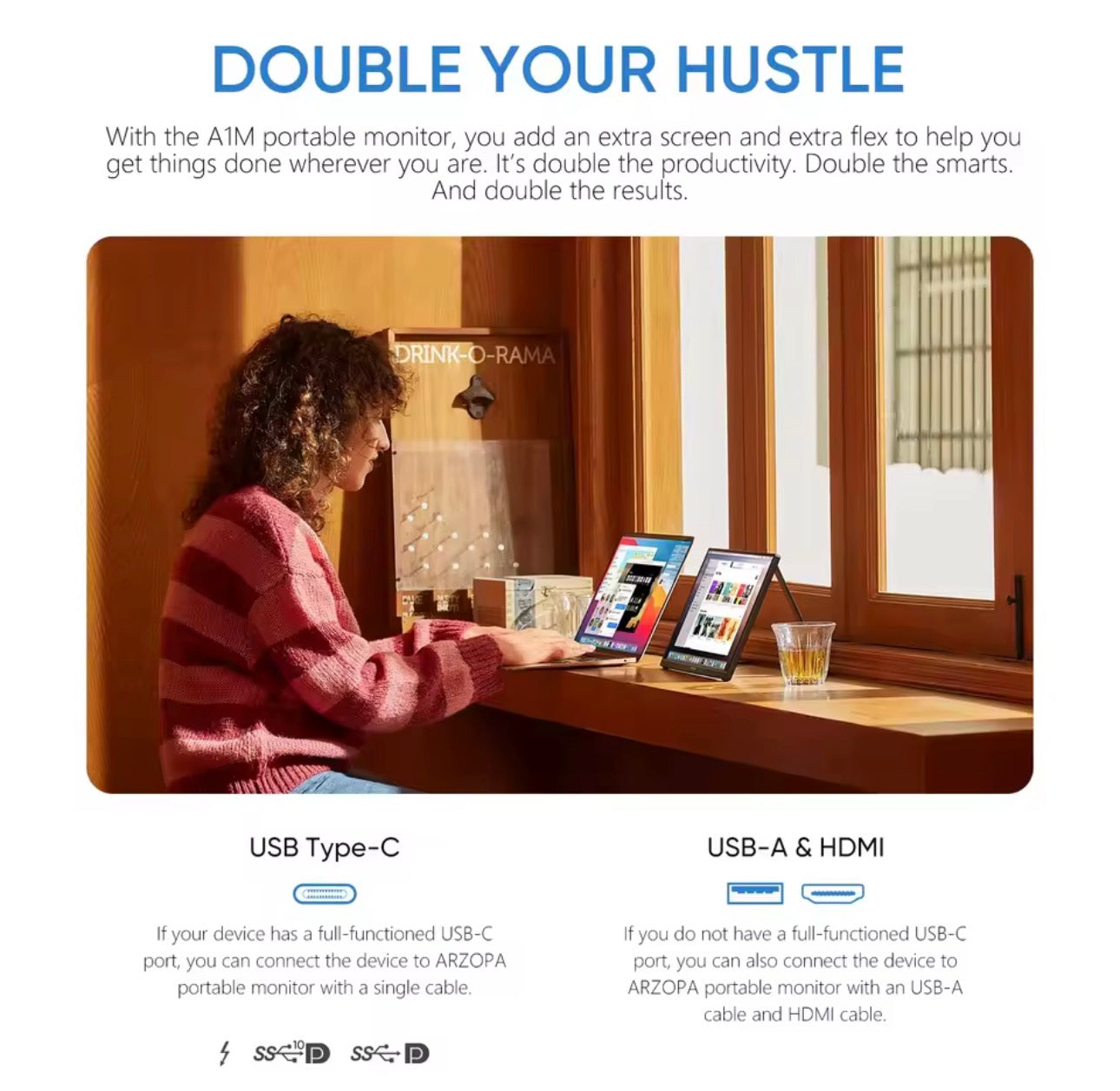 🖥️ ARZOPA 15.6” Portable Monitor — Full HD IPS Second Screen
