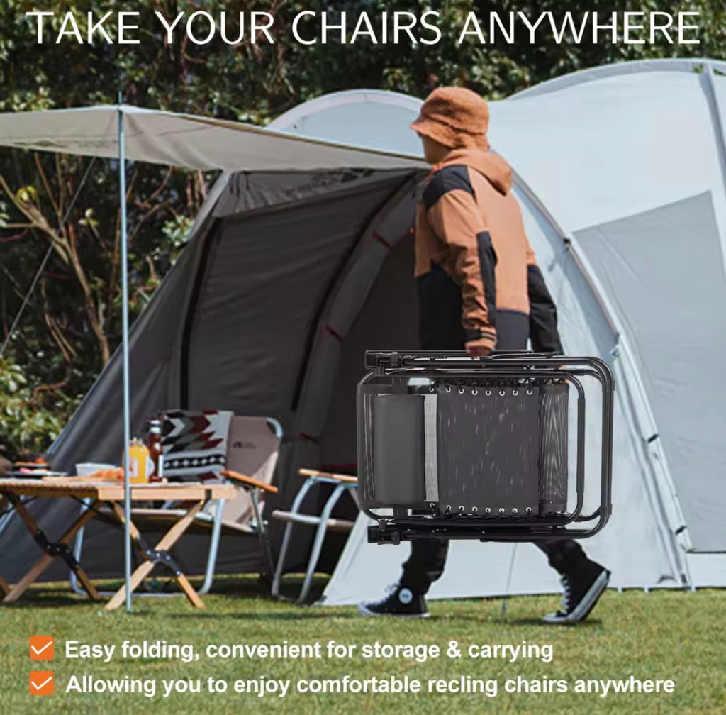 Zero Gravity Recliner Chairs (Set of 2) – Portable Folding Outdoor Lounge with Cup Holder