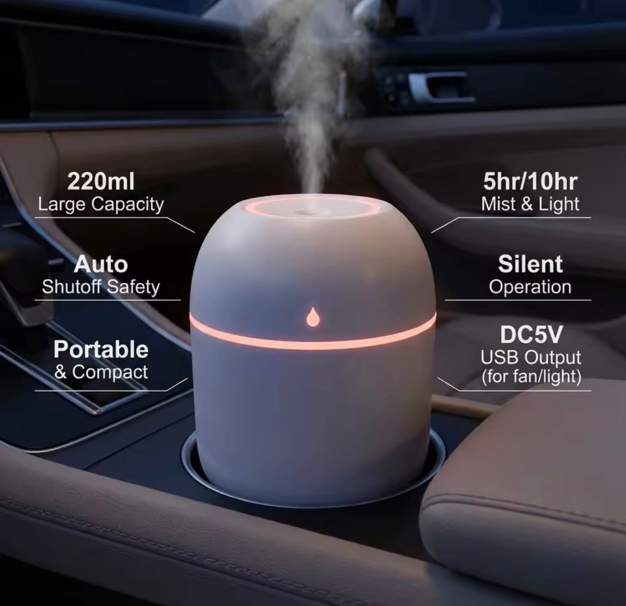 HydraMist™ Portable USB Humidifier & Aroma Diffuser