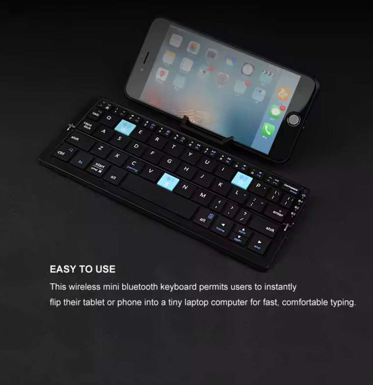 BOW Mini Foldable Bluetooth Keyboard with Stand – Multi-Device Wireless Keyboard