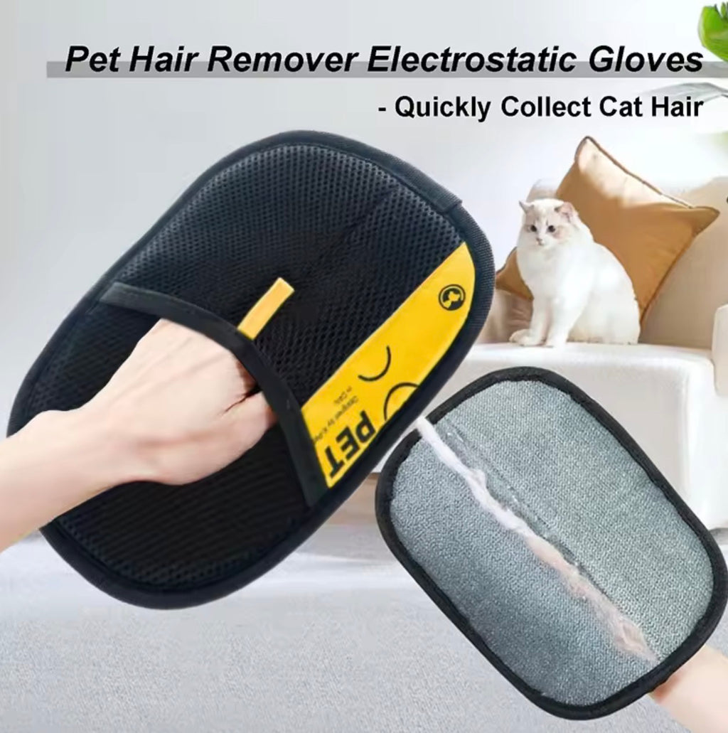 Electrostatic Pet Hair Remover Grooming Gloves – Reusable Deshedding Mitt for Cats & Dogs